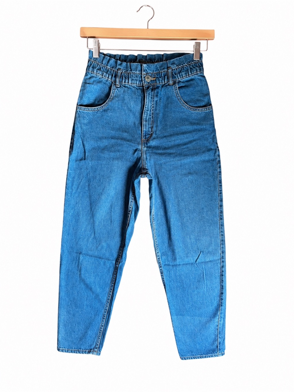 Zara Paperbag Waist Mom Jeans XS High Rise Tapered Denim Baggy Size 28W